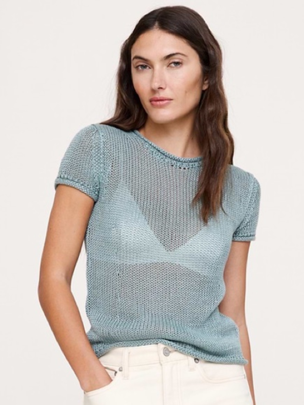 BANANA REPUBLIC HEIRLOOM LINEN SWEATER TEE